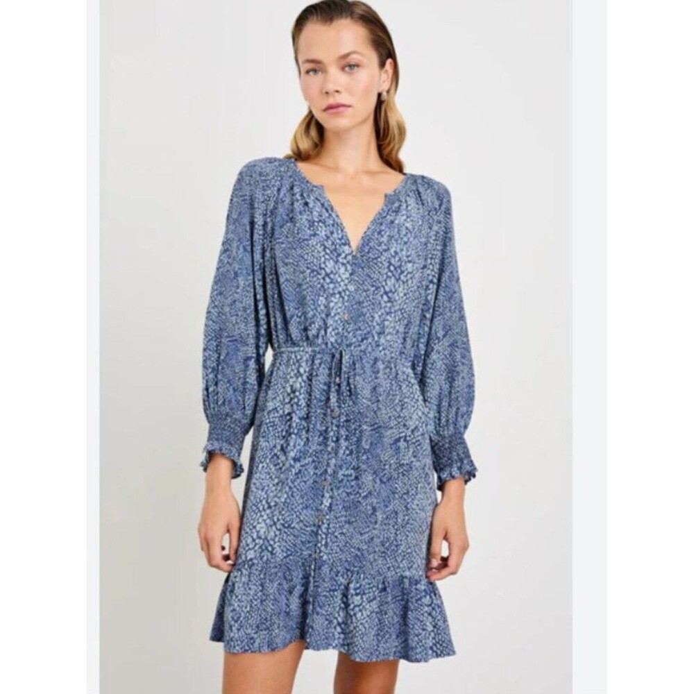 Rails Eliza Dress Navy Python Sz M Coastal Chic Boho